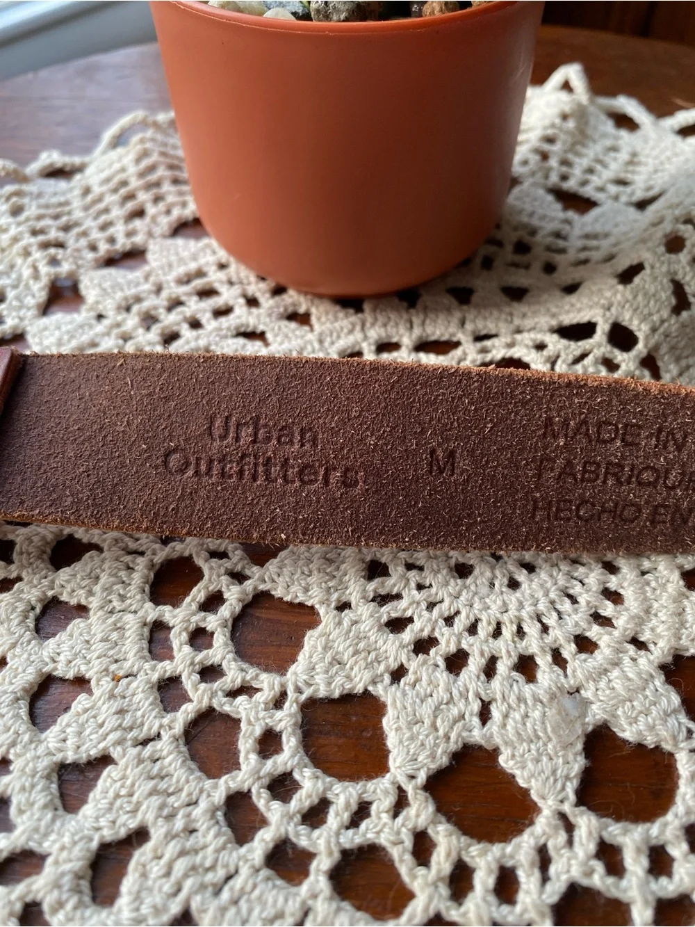 Urban Outfitters Brown Leather Western Belt with Ornate Silver Buckle Size M EUC